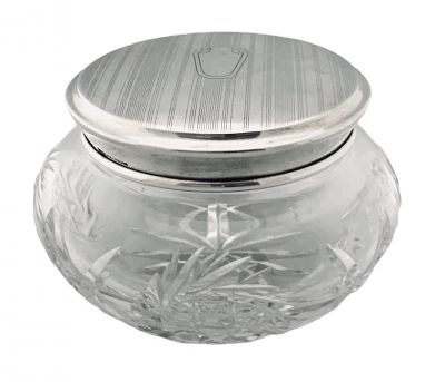 Sterling Silver & Cut Crystal Dresser Jar