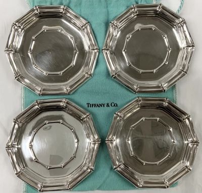 Tiffany & Co. Sterling Silver Bamboo Pattern Coasters