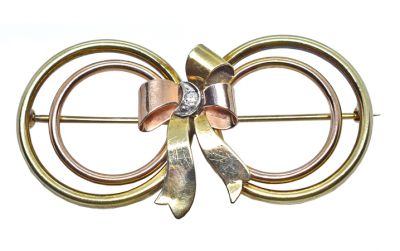 Tiffany & Co. Vintage Double Circular Bow Diamond Brooch