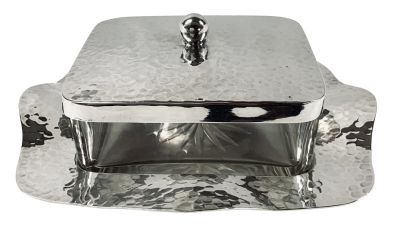 Victorian Arts & Crafts Hammered Silver Plate Sardine Box
