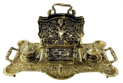 Victorian Brass Partners Desk Inkwell