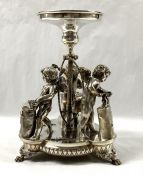 Victorian Silver Plate Figural Cherub / Blacksmith Shop Pedestal Dish 