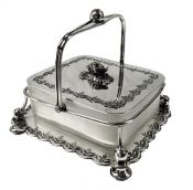 Victorian Silver Plate & Glass Walker & Hall Sardine Box