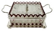 Victorian Silver Plate & Ruby Flash Glass Sardine Box