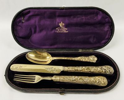 Victorian Vermeil Christening / Youth or Travelling Set Dated 1878
