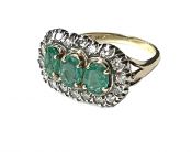 Vintage 3 Emerald and Diamond Ring