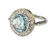 Vintage 1.54ct Aquamarine and Diamond 14kt Ring