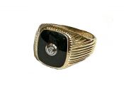 Vintage Black Onyx and Diamond Ring