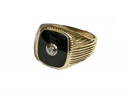 Vintage Black Onyx and Diamond Ring