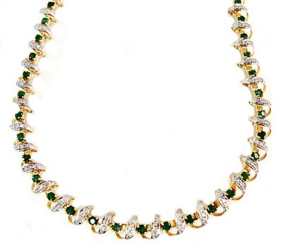 Vintage 5.25ct Emerald and Diamond 14kt Necklace