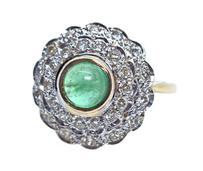 Cynthia Findlay Vintage .98ct Emerald and Diamond Ring in 14kt Yellow Gold