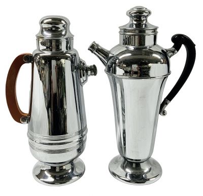 Vintage 1940s Chrome Cocktail Shakers
