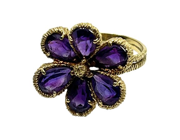 Vintage Amethyst Floral Ring