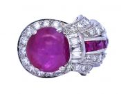Vintage Antique 5.10ct Star Ruby and Diamond Platinum Ring