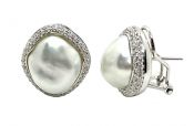 Vintage Baroque Pearl and Diamond Earrings