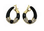 Vintage Black Onyx and Diamond 18kt Earrings