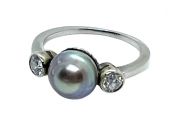 Vintage Black Tahitian Pearl and Diamond Ring