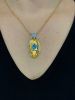 Vintage Blue Topaz Pendant in 18kt White and Yellow Gold