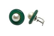 Vintage Chalcedony and Pearl Earrings