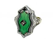 Vintage Chrysoprase and Diamond Ring