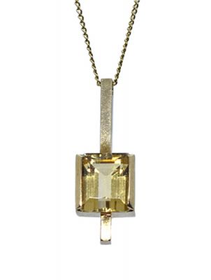 Vintage Citrine Pendant and Curb Chain