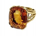 Vintage 24ct Citrine Solitaire Ring in 18kt Yellow Gold