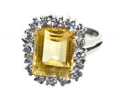 Vintage 4.98ct Citrine and Diamond 18kt Ring