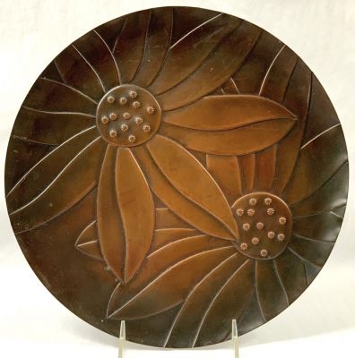 Vintage Copper Wall Plaque With Daisies