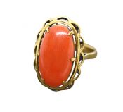 Vintage Coral Solitaire Ring