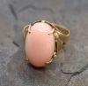 Vintage 9.14ct Coral Solitaire Ring in 14kt Yellow Gold