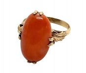 Vintage Coral Solitaire Ring