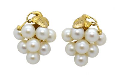 Vintage Cultured Pearl Cluster Earrings