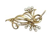 Vintage Cultured Pearl Spray Brooch