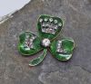 Vintage Diamond Three Leaf Clover 'K L' Enamel Brooch