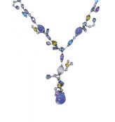 Vintage Diamond Topaz and Sapphire Necklace