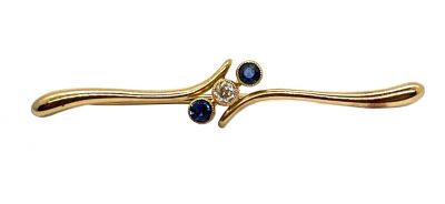 Vintage Diamond and Sapphire Bar Brooch