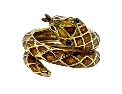 Vintage Enamel Serpent Ring