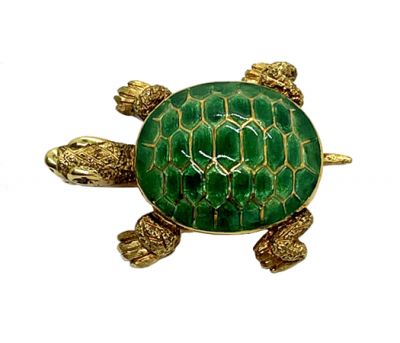 Vintage Enamelled Turtle Brooch