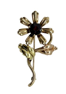 Vintage Garnet Floral Pendant and Brooch