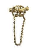 Vintage Gold Log Motif with Rope Link Brooch