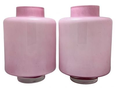 Vintage Industria Vetraria Valdarnese (IVV) Pink Cased Glass Vases