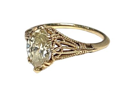 CF Vintage Inspired 1.32ct Diamond Solitaire Filigree 14kt Engagement Ring