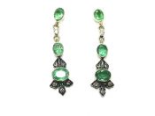 Vintage Inspired Emerald and Diamond Drop Earrings