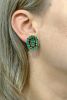Vintage Onyx and Chrysoprase Cluster Earrings