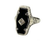 Vintage Onyx and Diamond Ring