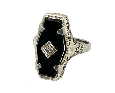 Vintage Onyx and Diamond Ring