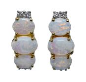 Vintage Opal and Diamond Earrings