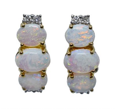 Vintage Opal and Diamond Earrings
