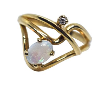 Vintage Opal and Diamond Ring