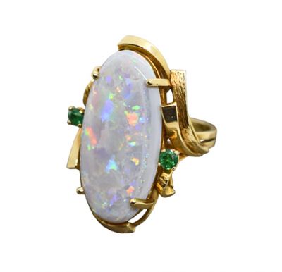 Vintage Opal and Emerald Ring